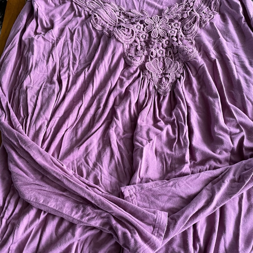 Purple Embellished Blouse with Flowing Fabric